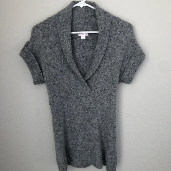Short Sleeve Gray Tweed Sweater - Picture 1 of 4